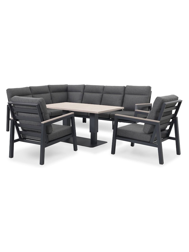 Kettler Anthracite Grey Tudor Garden Corner Set Rectangular High/Low Table - Image 2 of 7