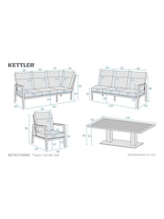 Kettler Anthracite Grey Tudor Garden Corner Set Rectangular High/Low Table - Image 4 of 7