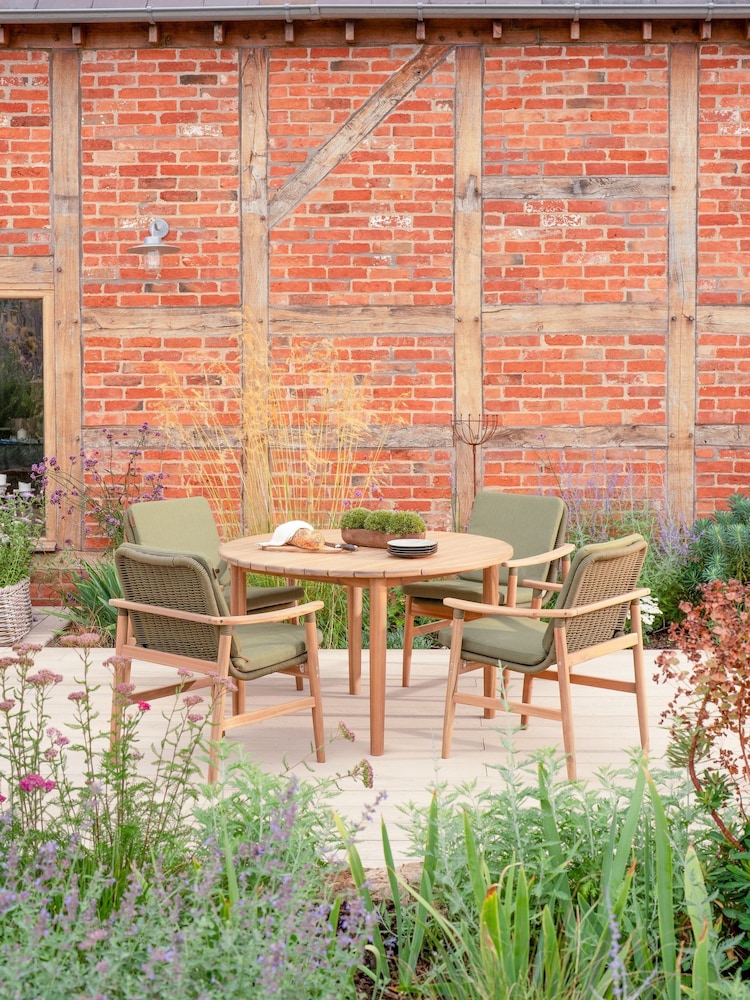 Kettler Meadow Green 4 Seater Garden Dining Set with 120cm Round Table - Image 1 of 7