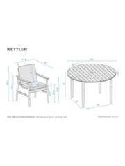Kettler Meadow Green 4 Seater Garden Dining Set with 120cm Round Table - Image 5 of 7