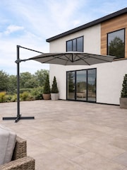 Kettler Slate Grey Aura 3m Round Garden Cantilever Parasol with Base Slate - Image 1 of 4
