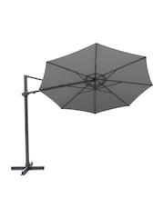 Kettler Slate Grey Aura 3m Round Garden Cantilever Parasol with Base Slate - Image 2 of 4