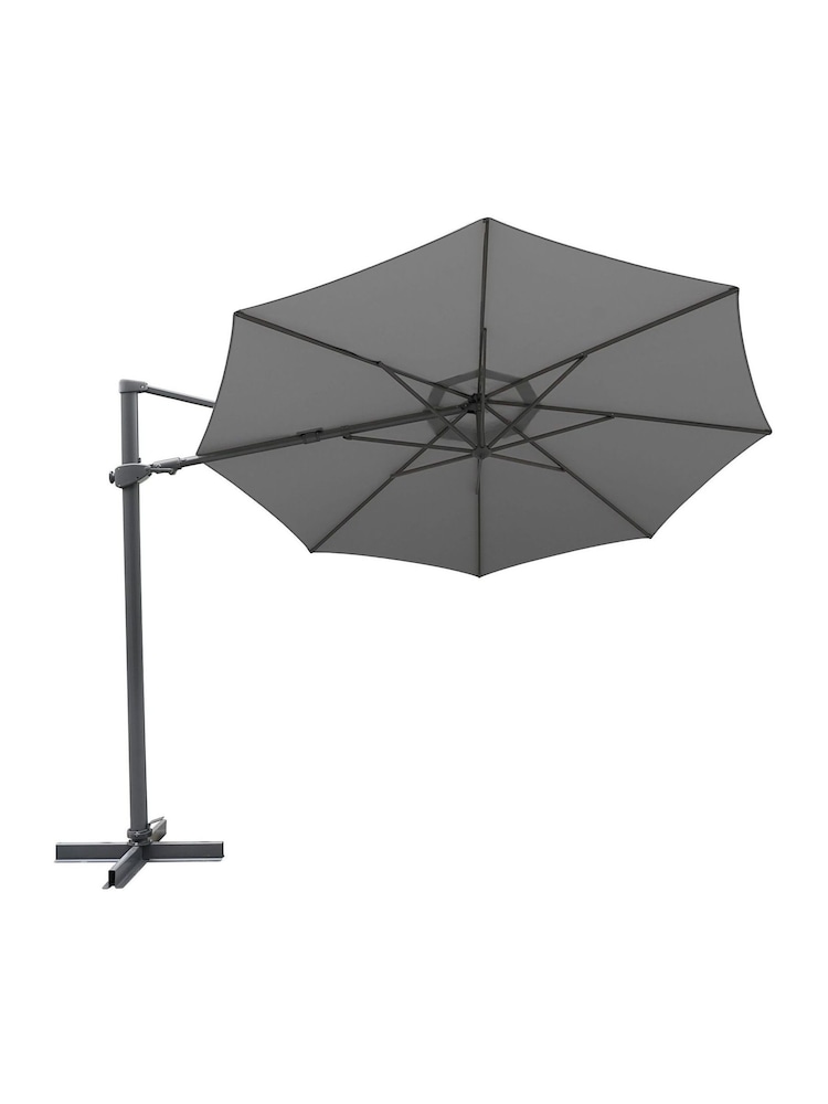 Kettler Slate Grey Aura 3m Round Garden Cantilever Parasol with Base Slate - Image 2 of 4