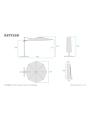 Kettler Slate Grey Aura 3m Round Garden Cantilever Parasol with Base Slate - Image 4 of 4