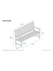 Kettler Natural Hampton 5ft Garden Bench - Image 3 of 3