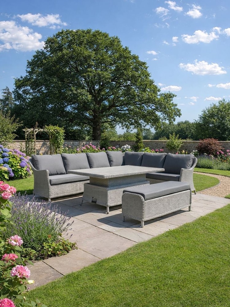 Kettler Grey Foxley Garden Corner Set Rectangular High/Low Table - Image 1 of 6