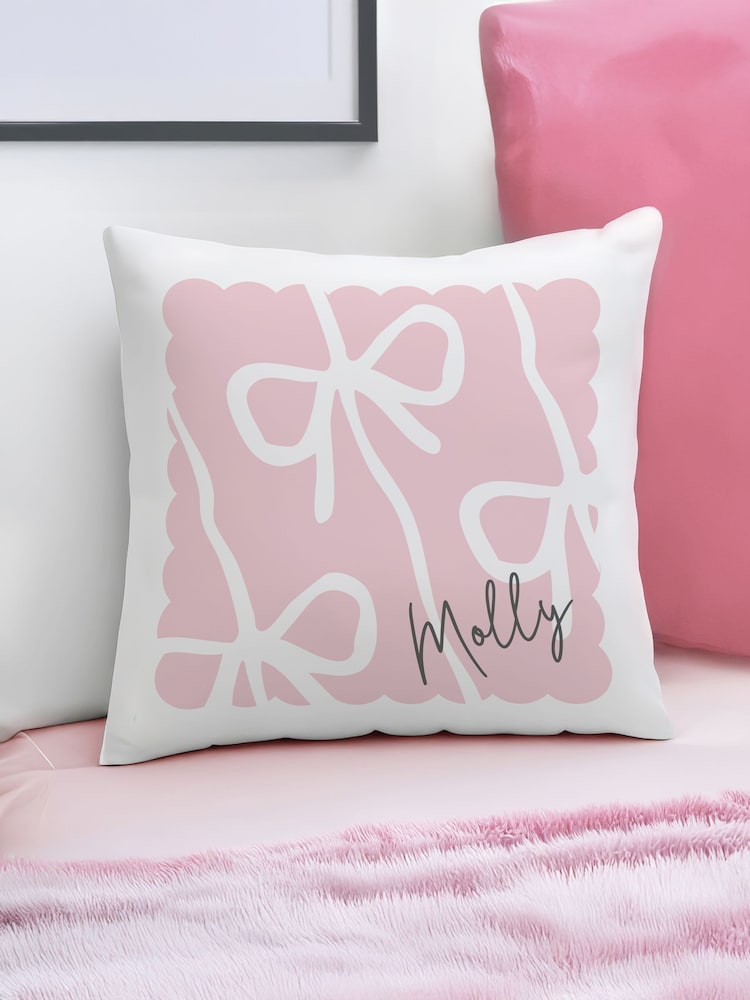 Personalised Bow Cushion by PMC - Image 1 of 3 Personalised Bow Cushion by PMC - Image 1 of 3