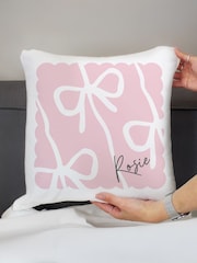 Personalised Bow Cushion by PMC - Image 2 of 3