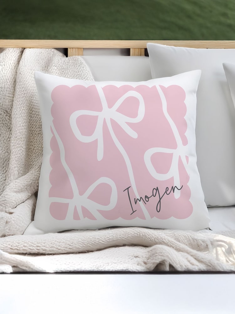 Personalised Bow Cushion by PMC - Image 3 of 3 Personalised Bow Cushion by PMC - Image 3 of 3