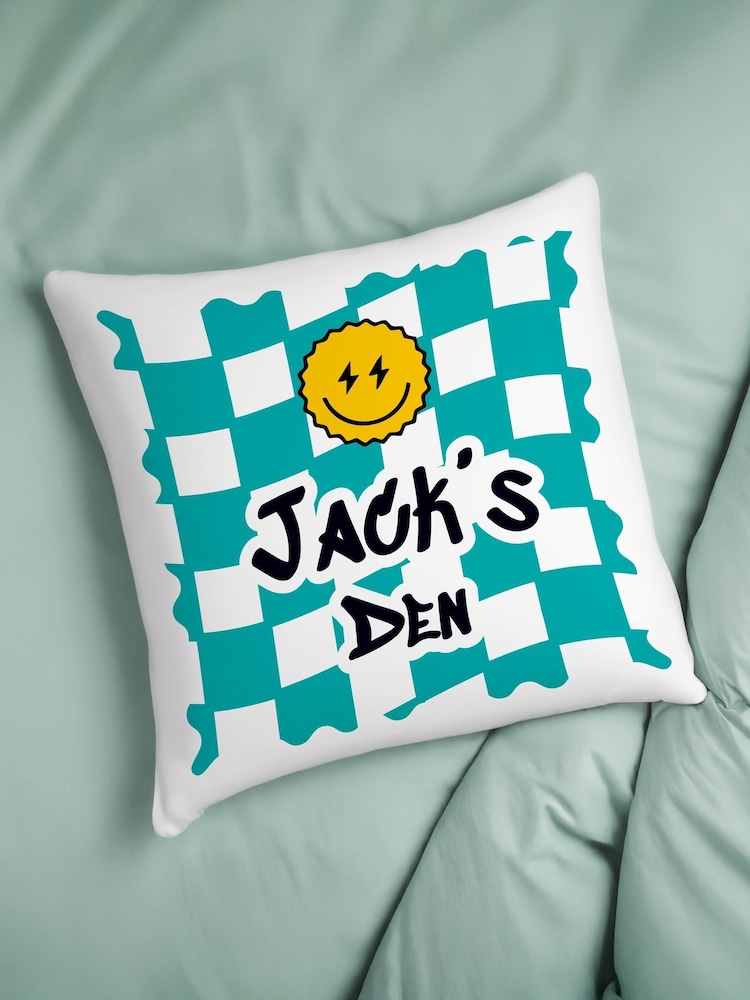Personalised Check Childrens Bedroom Cushion by PMC - Image 2 of 4