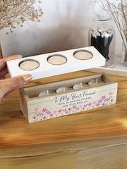 Personalised Floral Wooden Triple Tea Light Box by PMC - Image 2 of 3