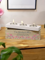 Personalised Floral Wooden Triple Tea Light Box by PMC - Image 3 of 3