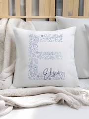 Personalised Floral Initial Cushion by PMC - Image 1 of 4