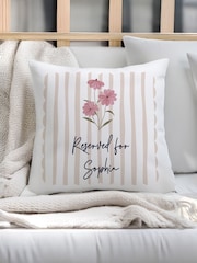 Personalised Floral Stripey Cushion by PMC - Image 1 of 3