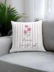 Personalised Floral Stripey Cushion by PMC - Image 3 of 3