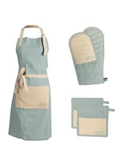 The Great British Bake Off Duck Egg Apron Double Oven Glove and Pot Holder Set - Image 4 of 6