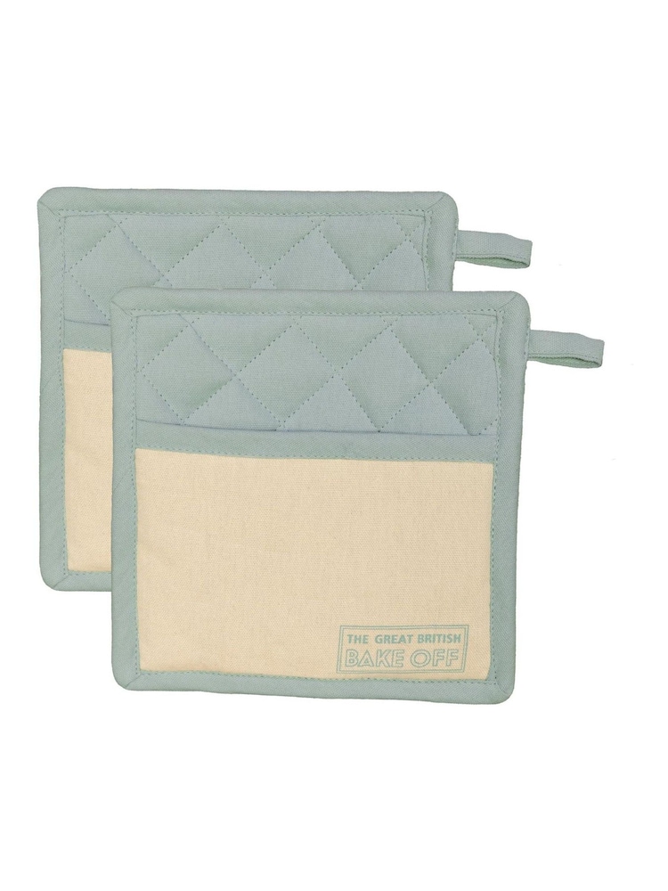 The Great British Bake Off Duck Egg Apron Double Oven Glove and Pot Holder Set - Image 6 of 6
