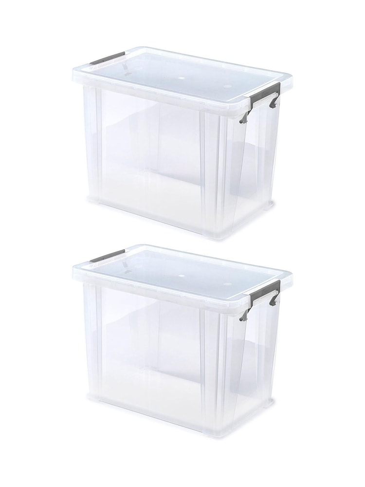 Whitefurze Set of 2 Clear 18.5L Storage Boxes - Image 1 of 6 Whitefurze Set of 2 Clear 18.5L Storage Boxes - Image 1 of 6