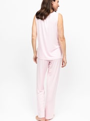 Nora Rose Solid Modal Lycra Jersey Scalloped Lace Sleeveless Pyjamas Set - תמונה 2 מתוך 3