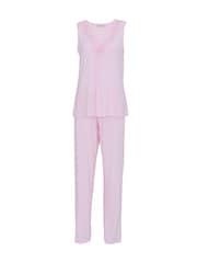 Nora Rose Solid Modal Lycra Jersey Scalloped Lace Sleeveless Pyjamas Set - תמונה 3 מתוך 3