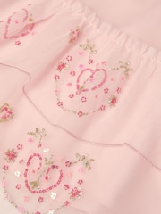 Monsoon Pink Heart Embellished Mesh Party Dress - Image 4 of 4