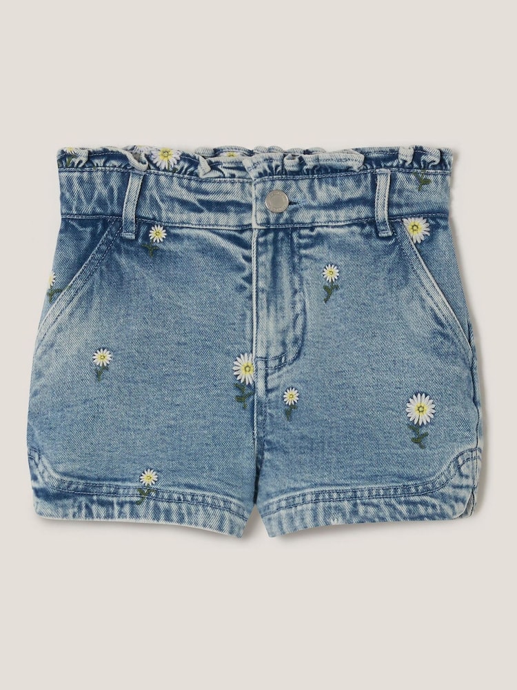 Monsoon Blue Daisy Embroidered Denim Shorts - Image 1 of 2 Monsoon Blue Daisy Embroidered Denim Shorts - Image 1 of 2