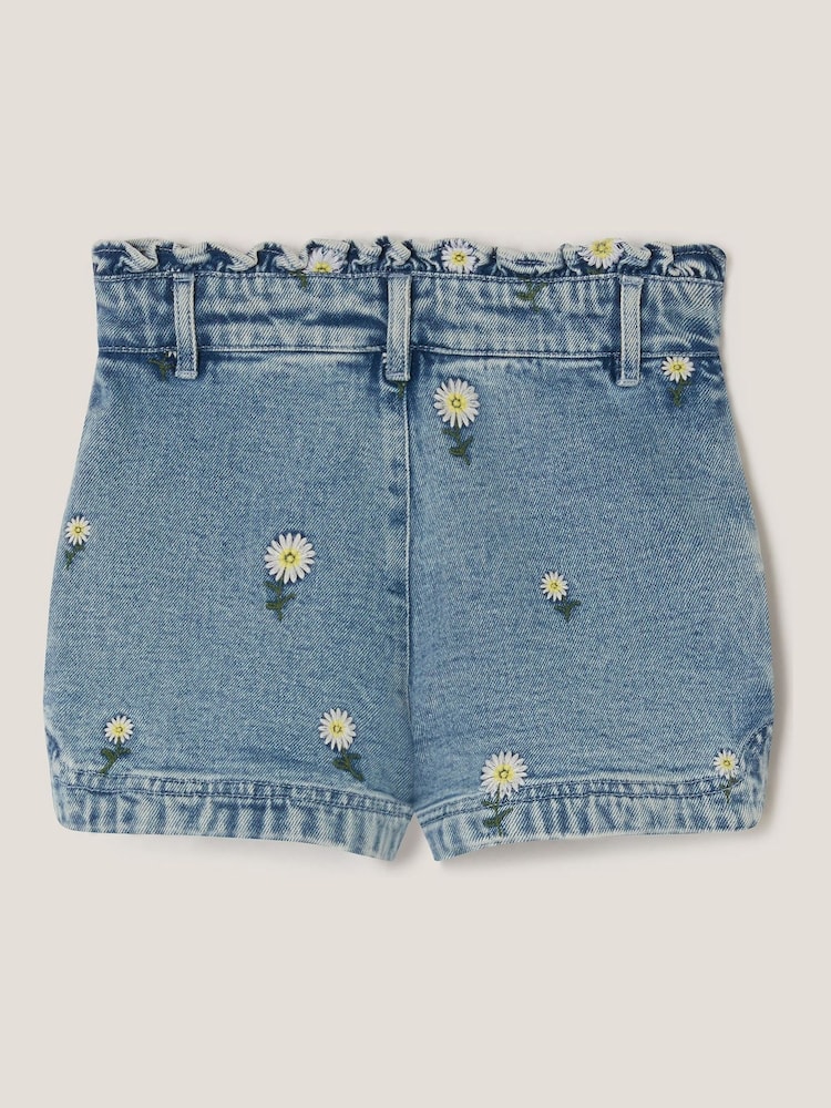 Monsoon Blue Daisy Embroidered Denim Shorts - Image 2 of 2 Monsoon Blue Daisy Embroidered Denim Shorts - Image 2 of 2