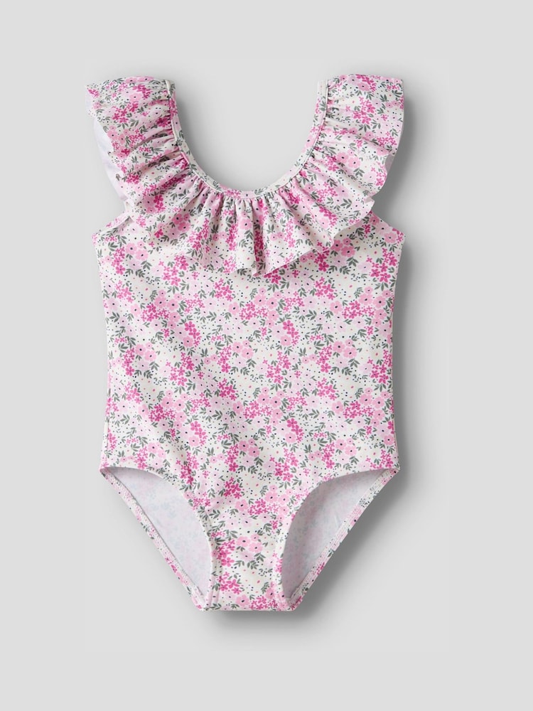 Name It White Frill Crew Neck Swimsuit - Image 1 of 3