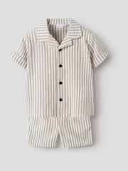 Name It Grey Stripe Top and Shorts Set - Image 1 of 4