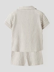 Name It Grey Stripe Top and Shorts Set - Image 2 of 4