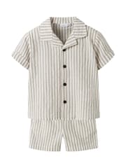 Name It Grey Stripe Top and Shorts Set - Image 4 of 4