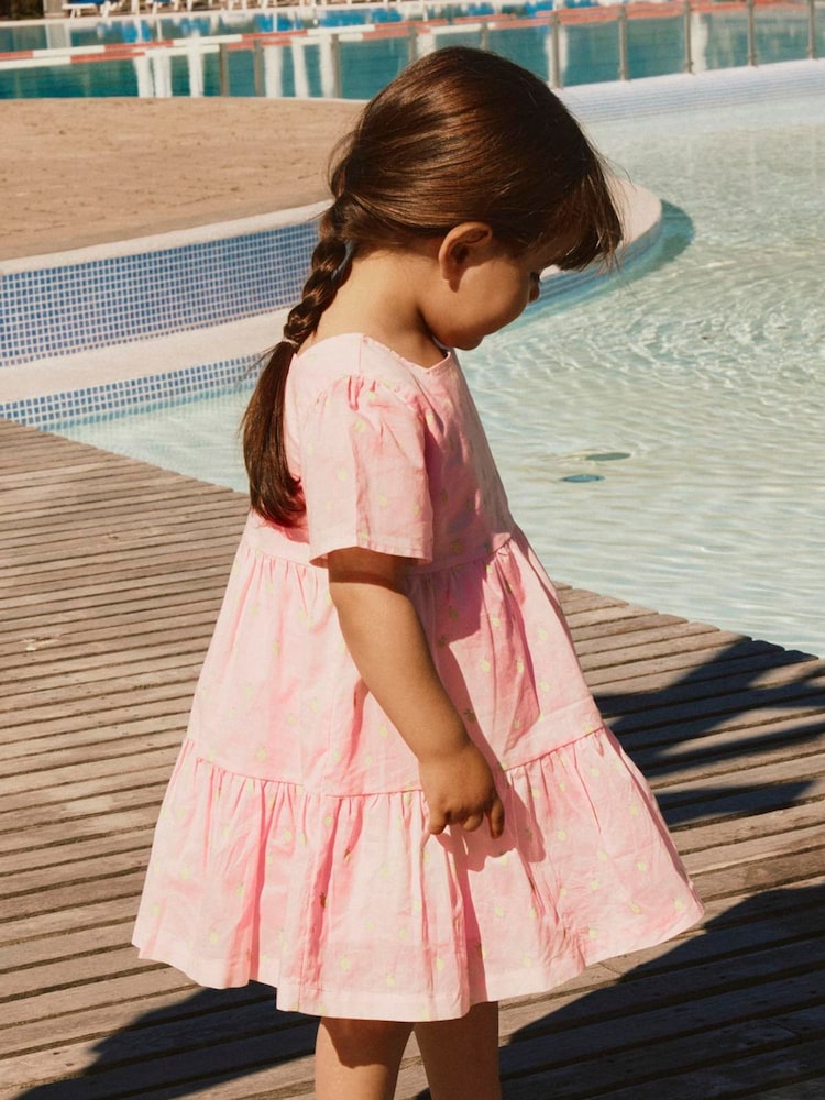 Name It Pink Short Sleeve Lemon Print Dress - Image 1 of 4