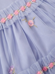 Monsoon Blue Floral Embroidered Floral Tulle Tier Dress - Image 3 of 3