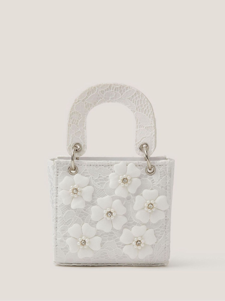 Monsoon Cream Embellished Floral Lacey Tote Bag - Image 1 of 3