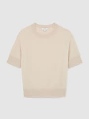 Reiss Grey Julia 100% Brushed Cashmere Short-Sleeve Top - Image 2 of 6