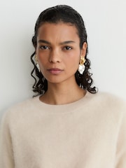 Reiss Grey Julia 100% Brushed Cashmere Short-Sleeve Top - Image 3 of 6