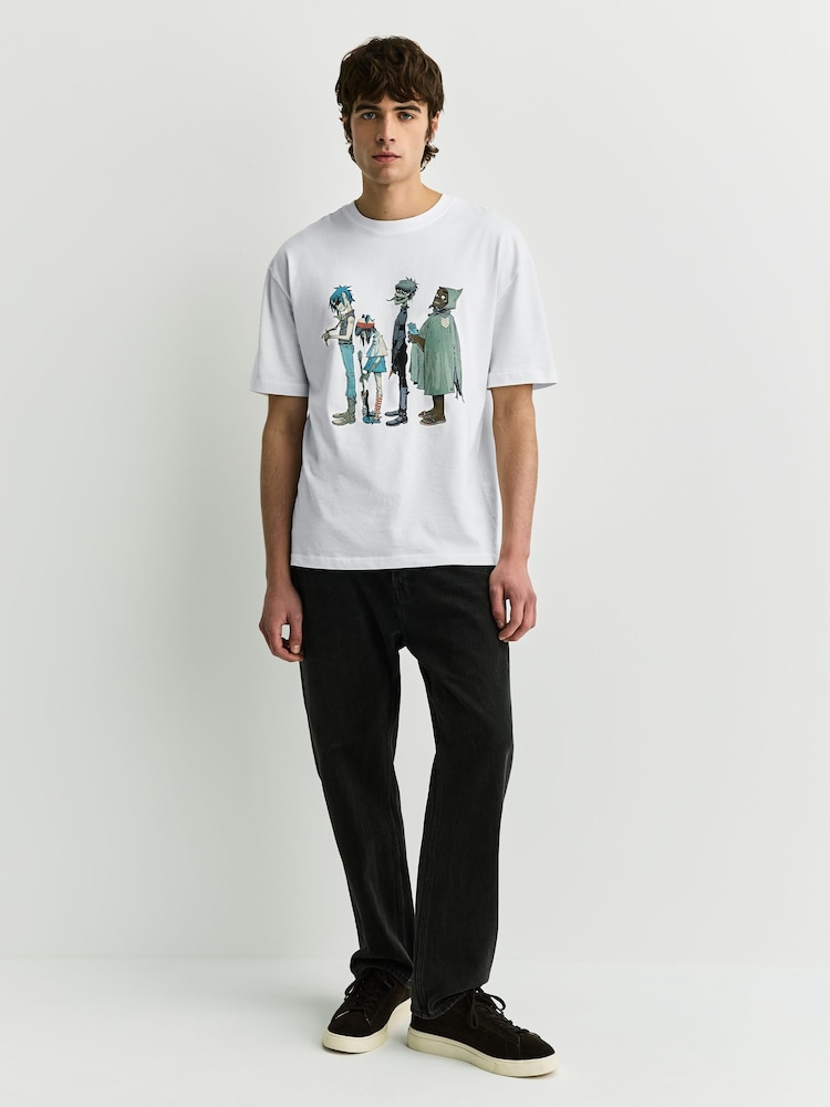 White Gorillaz Relaxed Fit Band Graphic Print T-Shirt - Image 2 of 8