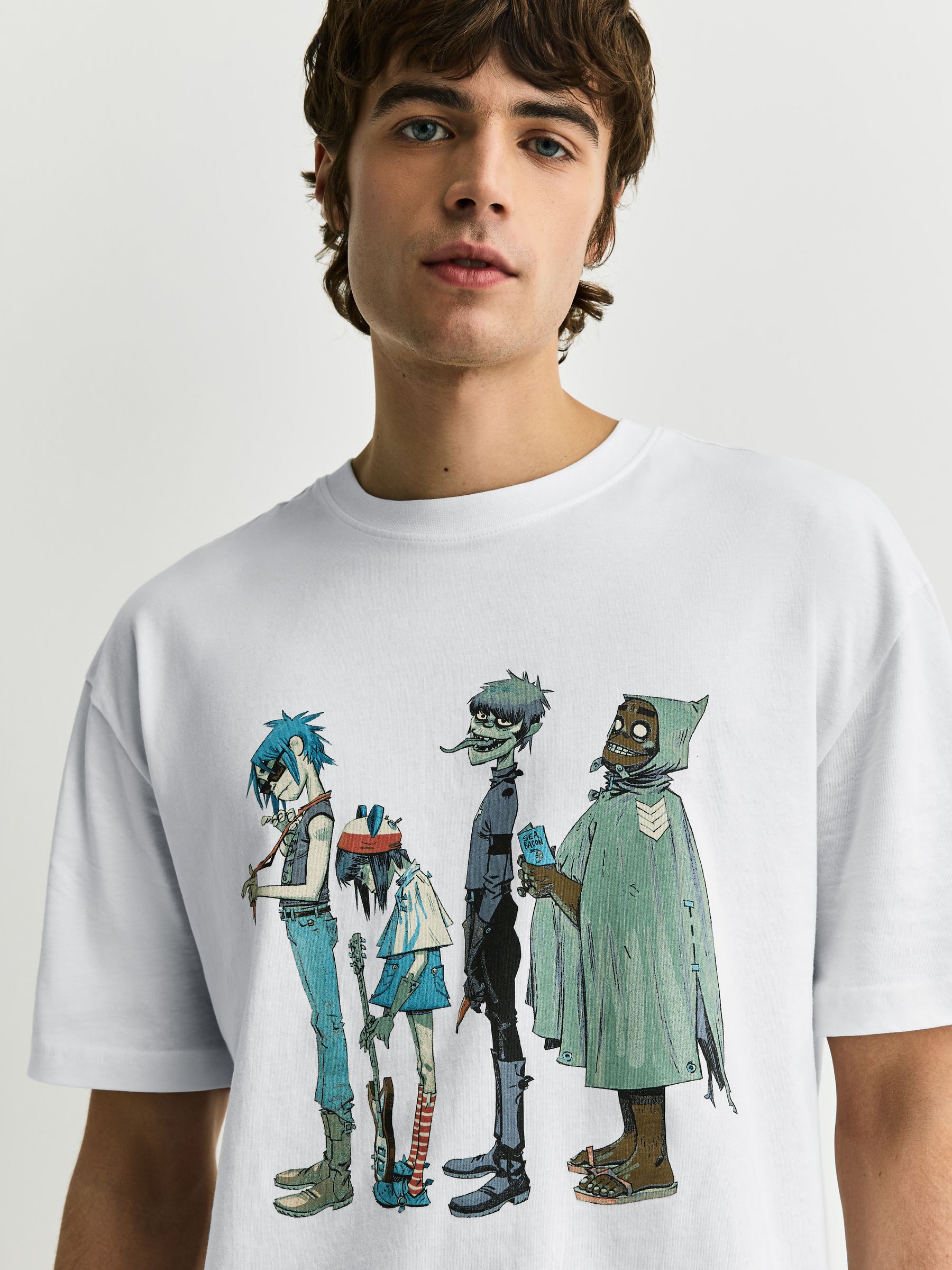 Buy White Gorillaz Relaxed Fit Band Graphic Print T-Shirt from