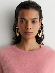 Reiss Pink Julia 100% Brushed Cashmere Short-Sleeve Top - Image 4 of 7