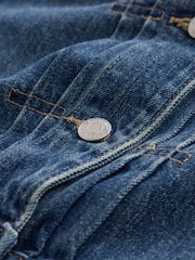 Dark Blue Pleated Denim Trucker Jacket - Image 7 of 7