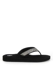 Totes Black Ladies Beaded Flip Flops - Image 2 of 5