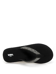 Totes Black Ladies Beaded Flip Flops - Image 4 of 5
