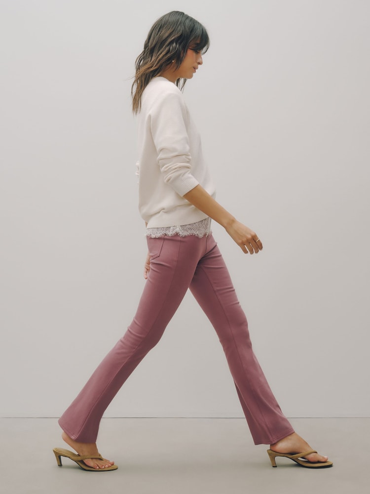 Rose Pink Jersey Bootcut Leggings - Image 2 of 9 Rose Pink Jersey Bootcut Leggings - Image 2 of 9