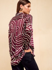 Friends Like These Purple Stripe Lurex Long Long Satin Shirt - Image 5 of 6