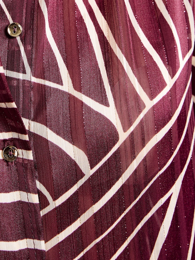 Friends Like These Purple Stripe Lurex Long Long Satin Shirt - Image 6 of 6 Friends Like These Purple Stripe Lurex Long Long Satin Shirt - Image 6 of 6