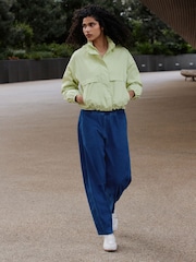 Dark Blue Barrel Leg Denim Jersey Trousers - Image 1 of 9