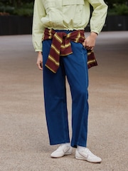 Dark Blue Barrel Leg Denim Jersey Trousers - Image 2 of 9