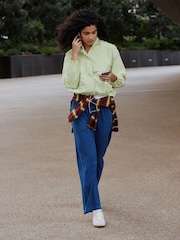 Dark Blue Barrel Leg Denim Jersey Trousers - Image 3 of 9