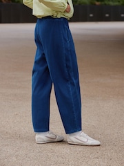 Dark Blue Barrel Leg Denim Jersey Trousers - Image 4 of 9