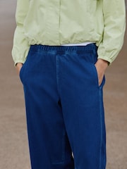 Dark Blue Barrel Leg Denim Jersey Trousers - Image 6 of 9